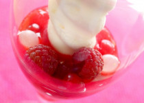 Mousse glacée Fromage Blanc en Bâtonnet, coulis Framboise/Groseilles